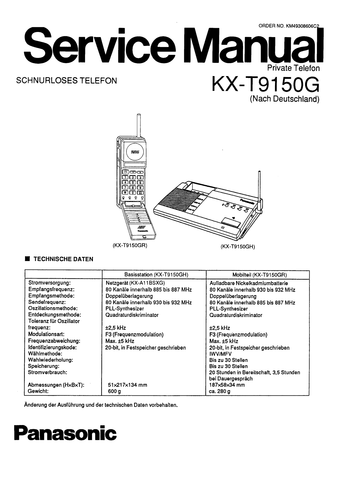 PANASONIC KX-t9150g Service manual