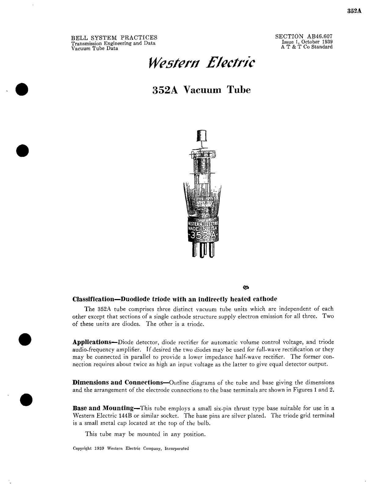 Western Electric 352-A Brochure