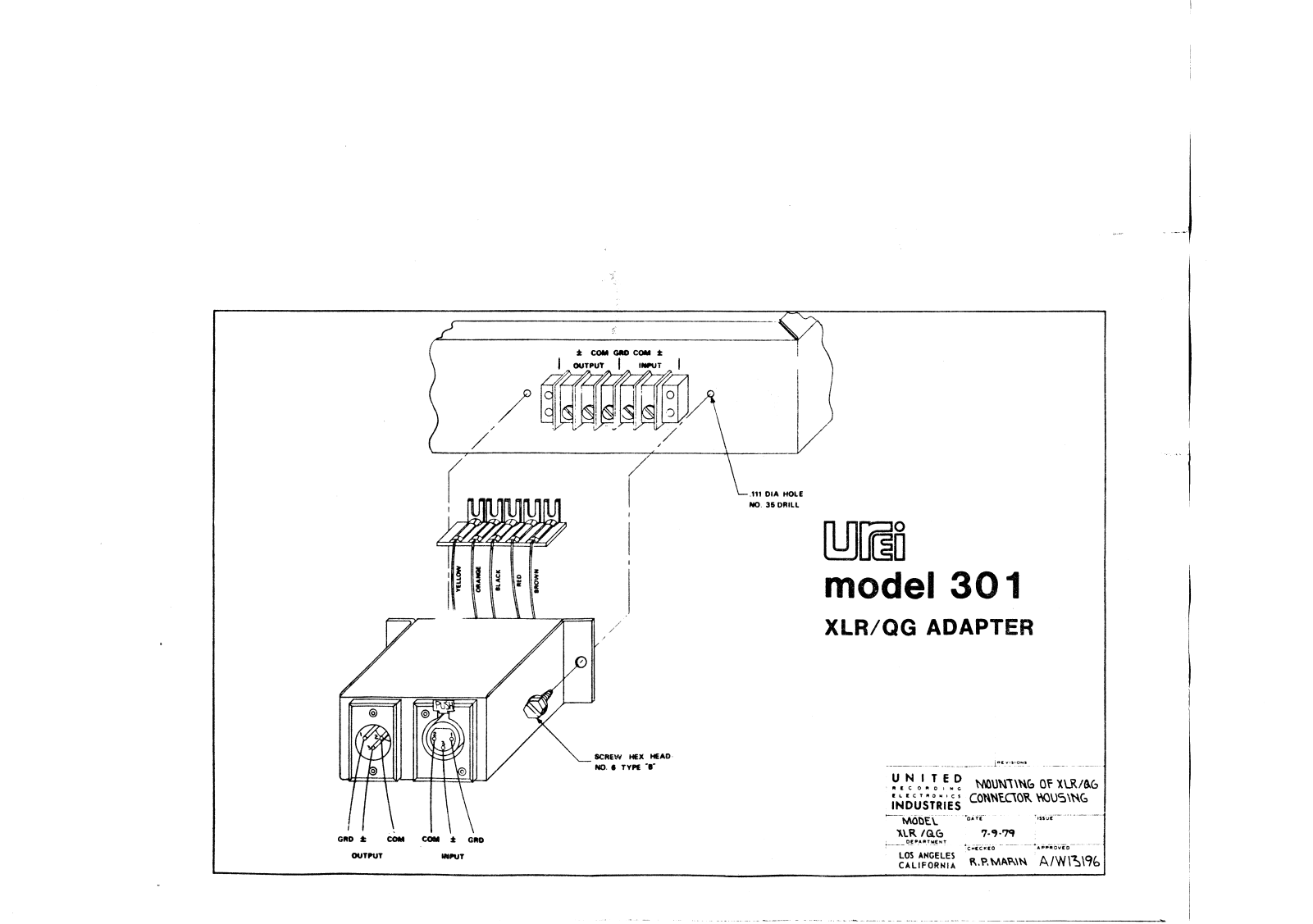 JBL UREI 301 User Manual