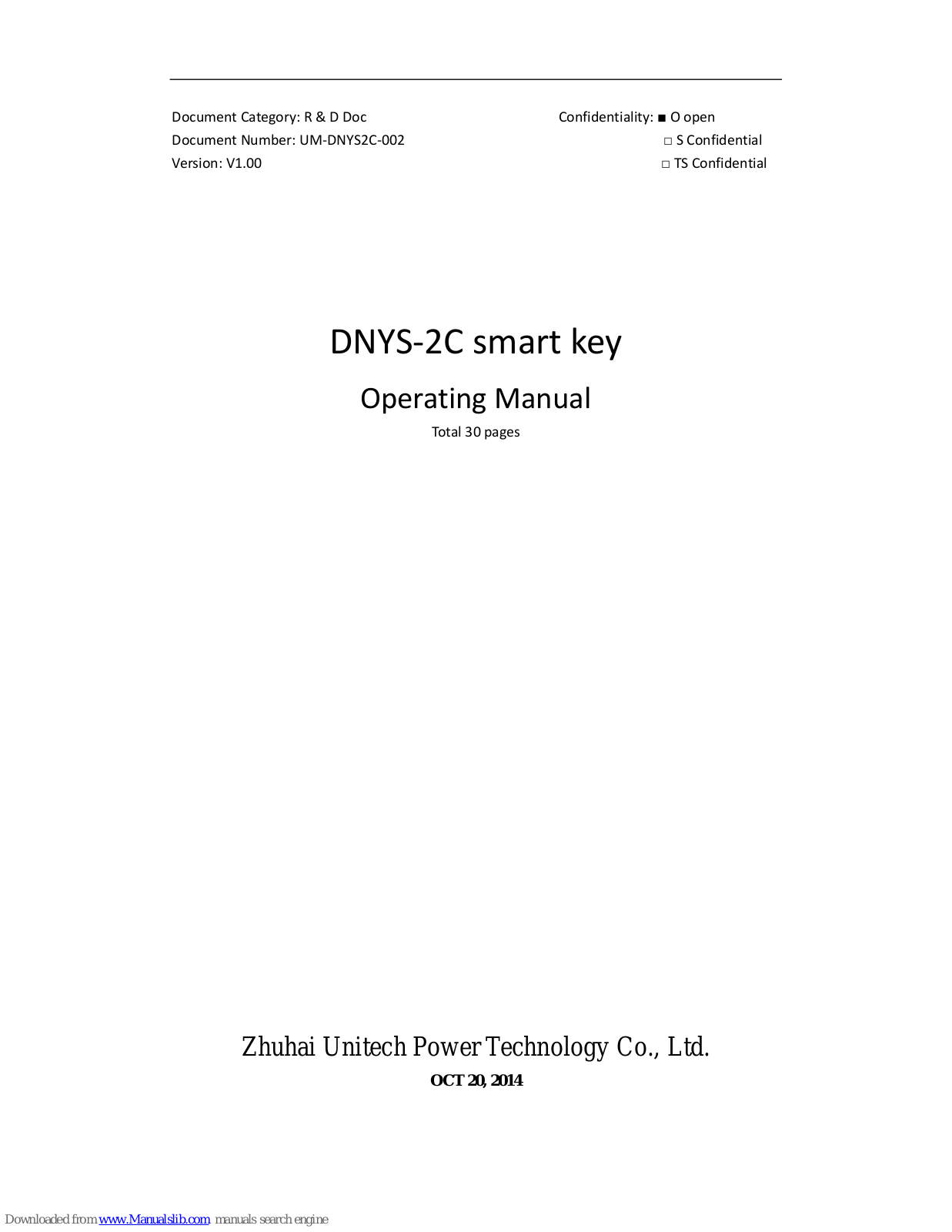 Unitech DNYS-2C Operating Manual