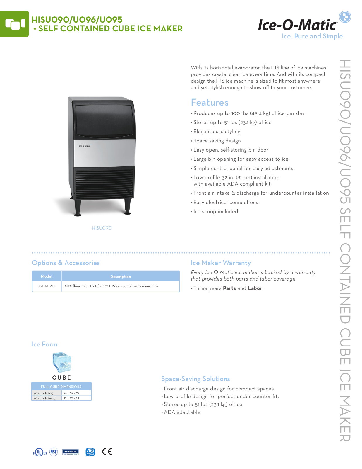 Ice-O-Matic HISU090FA User Manual