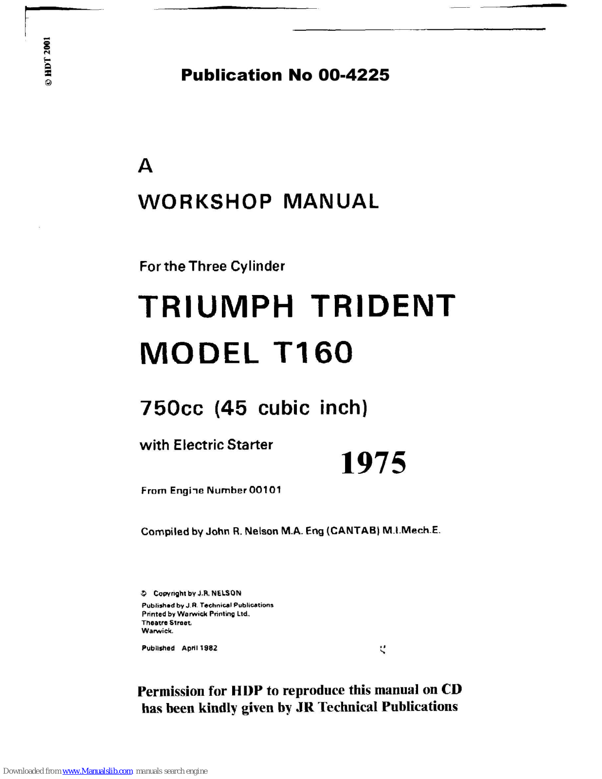 Triumph 1975 Trident T160 Workshop Manual