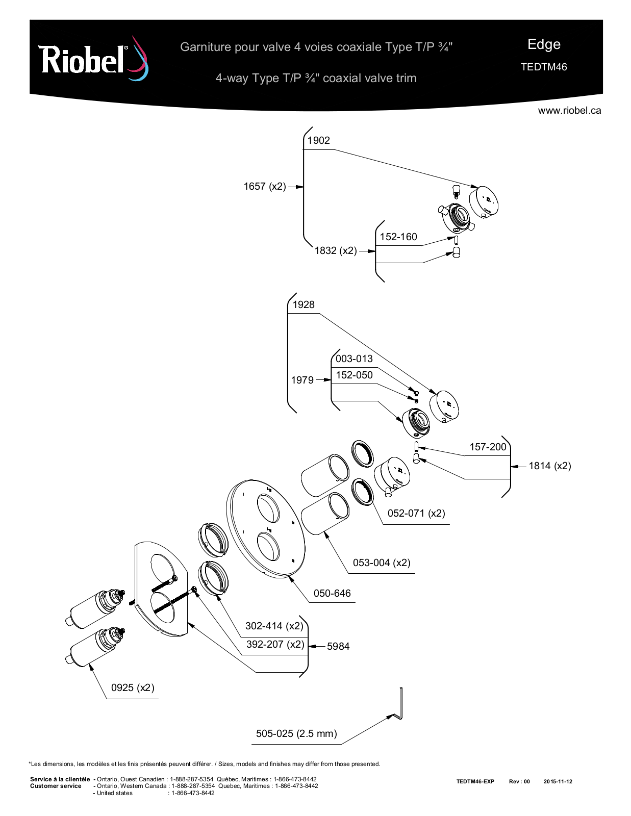 Riobel TEDTM46PN, TEDTM46C, TEDTM46BN Part List - ManualMachine.com