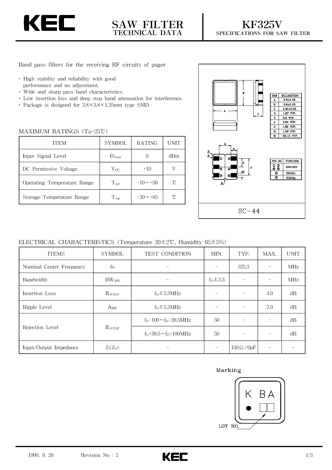 KEC KF325V Datasheet