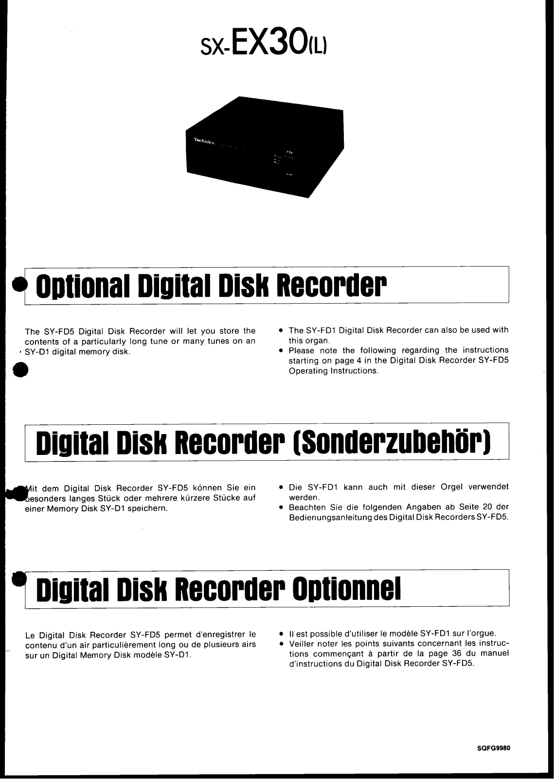 Panasonic SX-EX30 User Manual