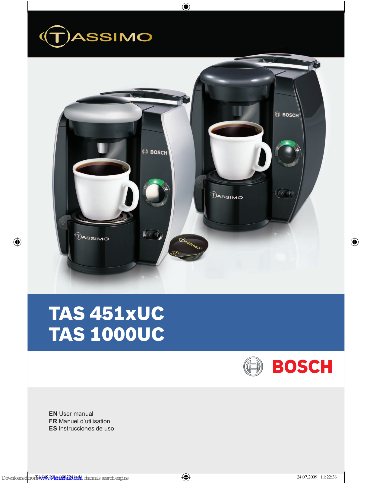 Bosch Tassimo TAS 1000UC, TAS4511UC User Manual