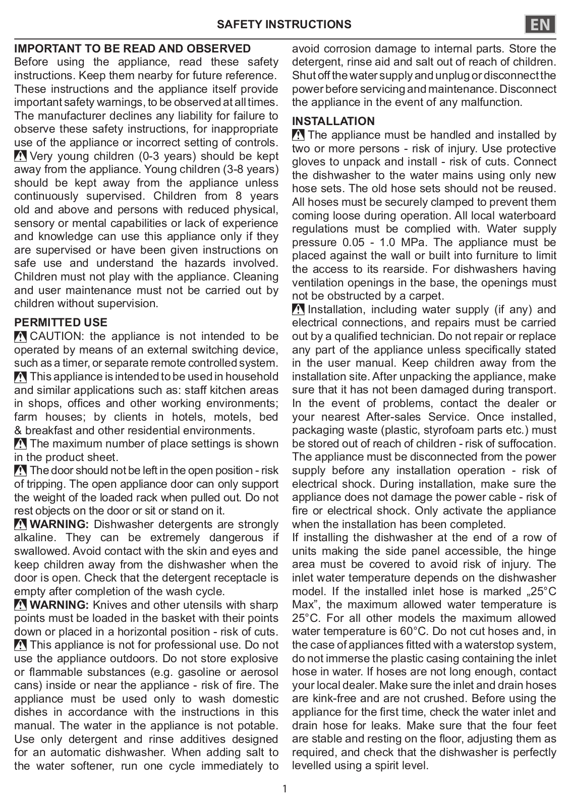 WHIRLPOOL WFO 3P31 PL X Health Safety & Environmental