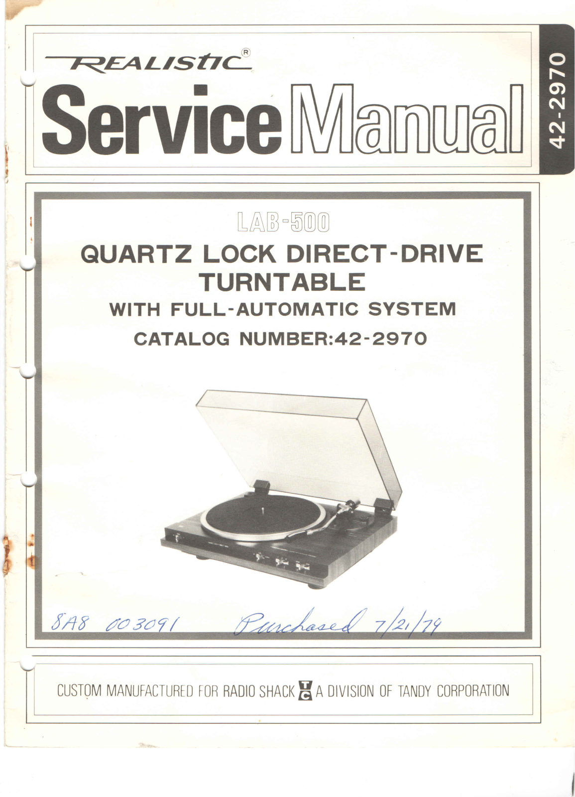 Realistic   RadioShack LAB-500 Service Manual