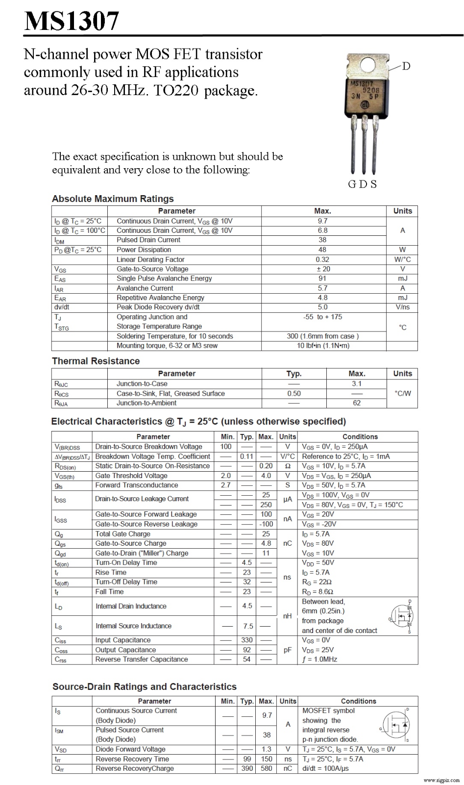 Datasheets MS1307 Datasheet - ManualMachine.com