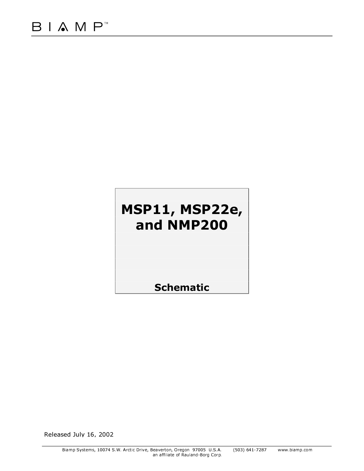 Biamp MSP11, MSP22E, NPM200 User Manual