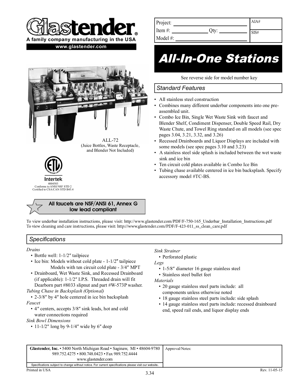 Glastender ALL-60A User Manual