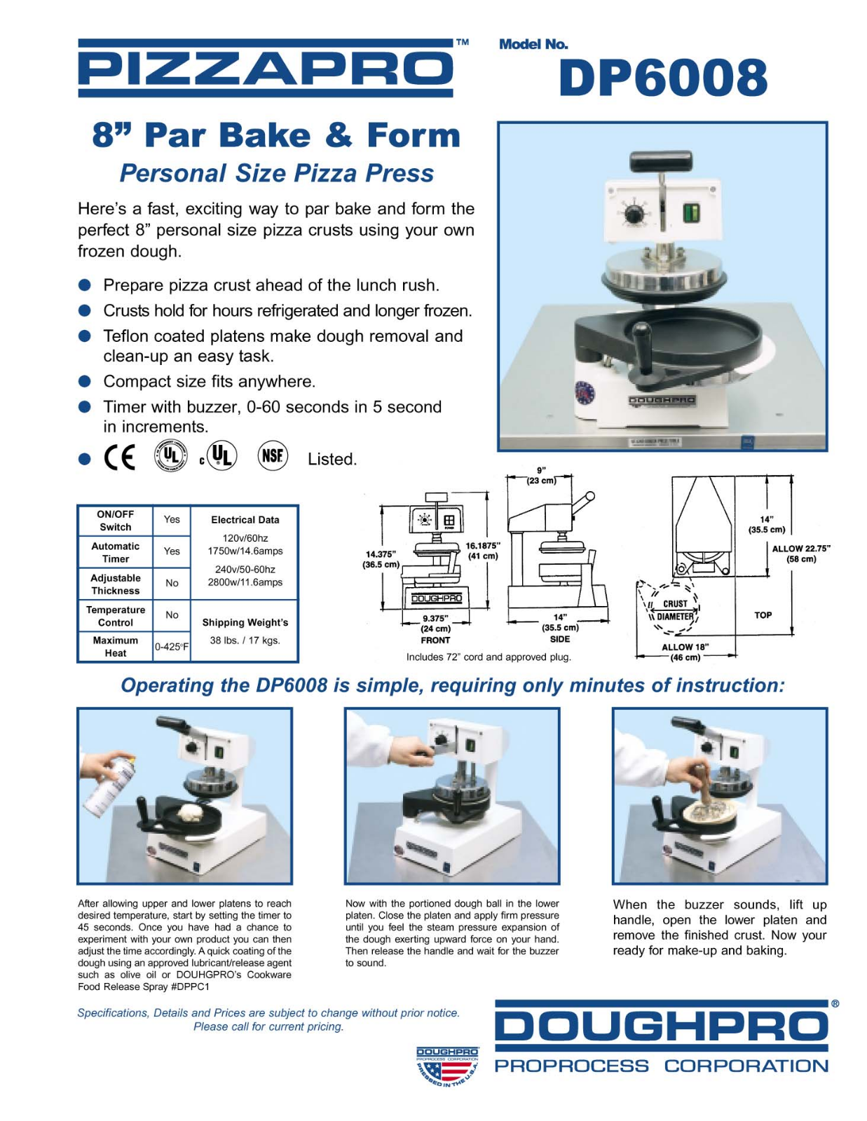 Doughpro DP6008 User Manual