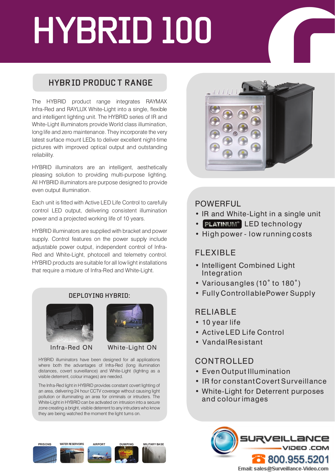 Raytec HY100-10, HY100-30, HY100-50 Specsheet