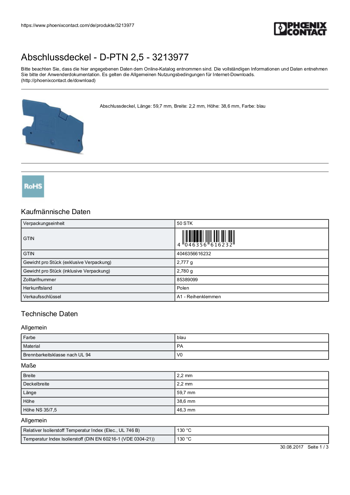 PHOENIX-CONTACT D-PTN 2,5 Datasheet - ManualMachine.com