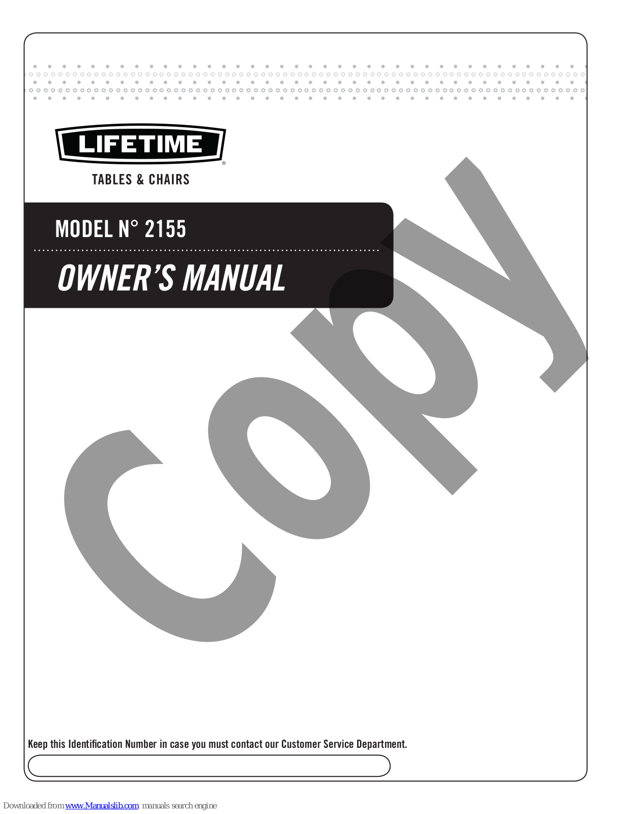 Lifetime 2155 Owner's Manual