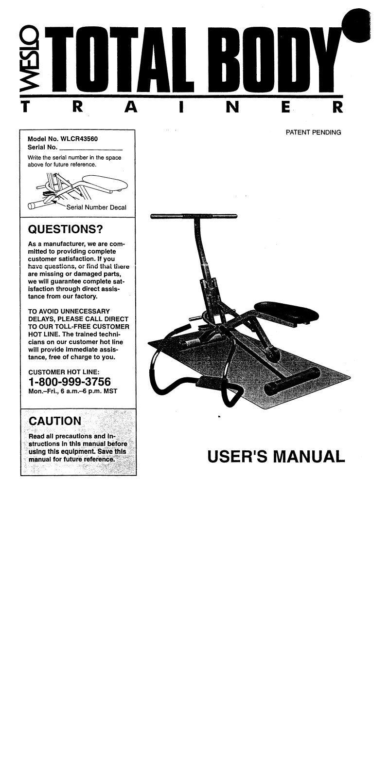 Weslo WLCR43560 Owner's Manual