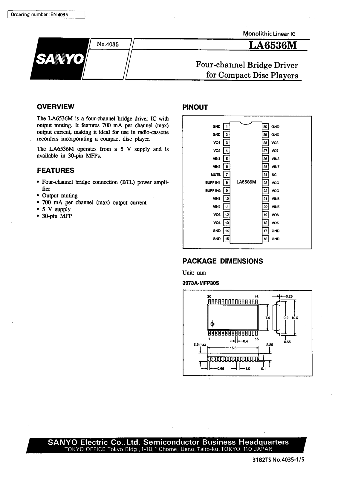 SANYO LA6536M Datasheet