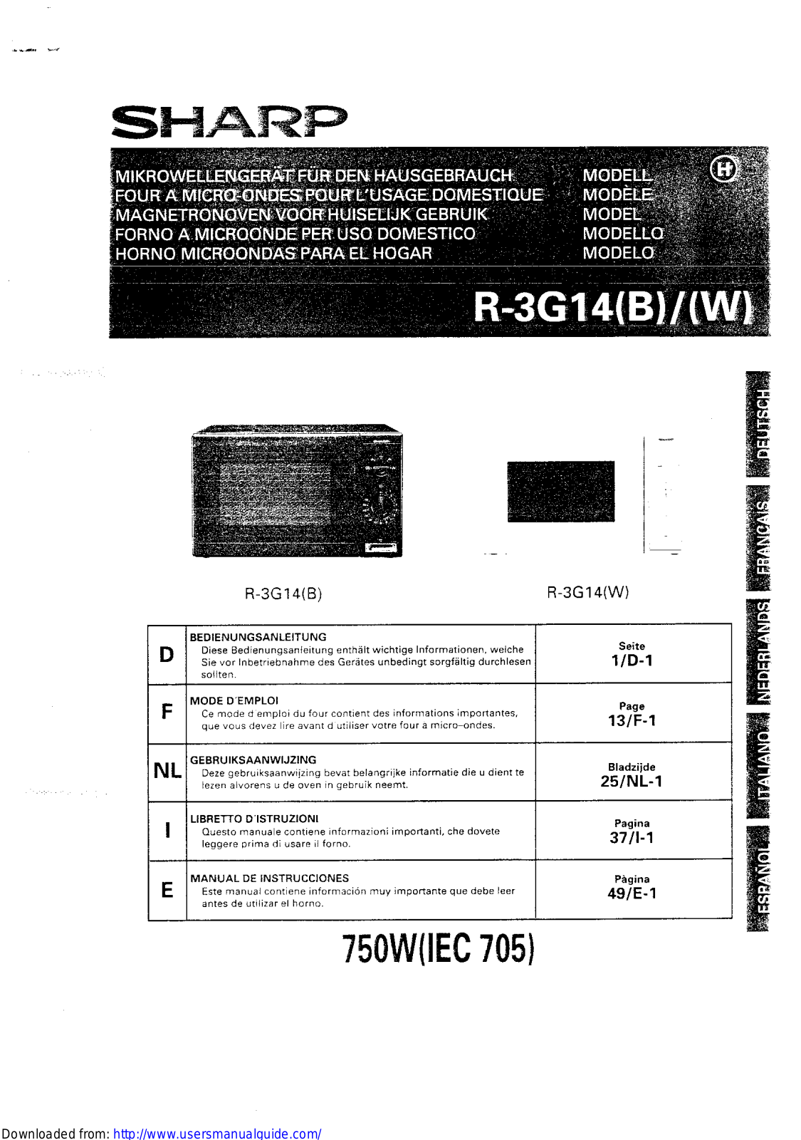 SHARP R-3G14 User Manual