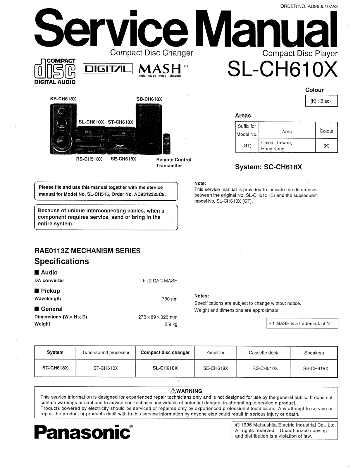 Panasonic SL-CH610X User Manual