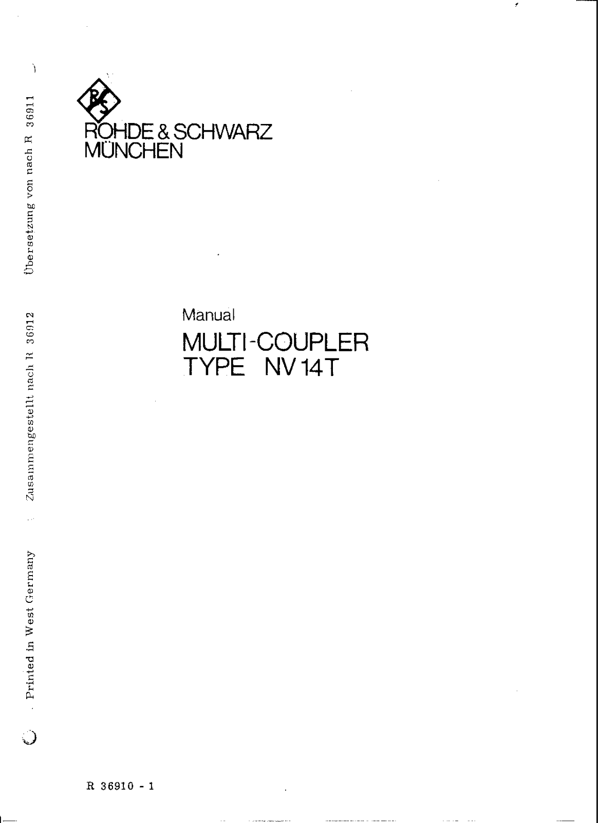 Rohde & Schwarz NV14T Service manual