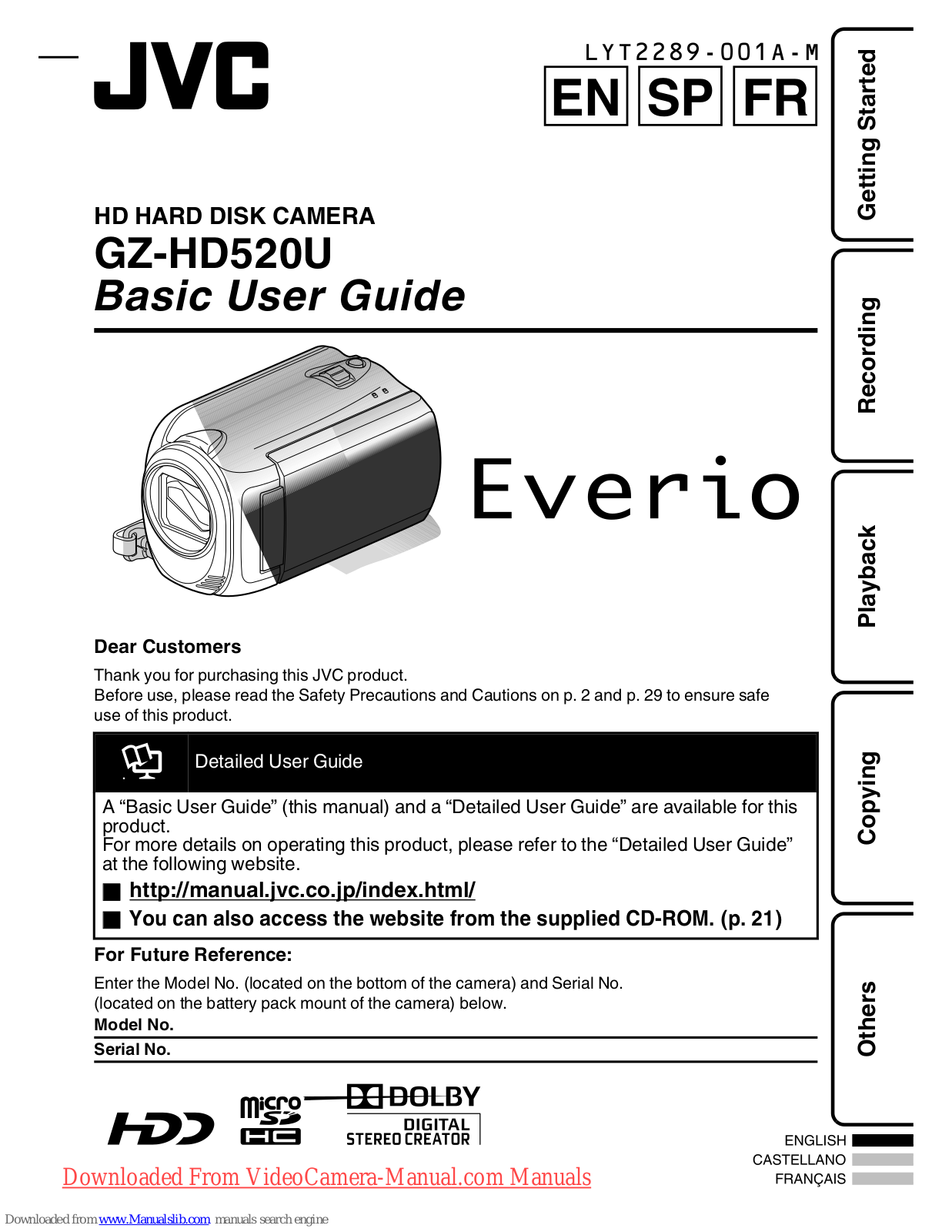 JVC Everio GZ-HD520U User Manual