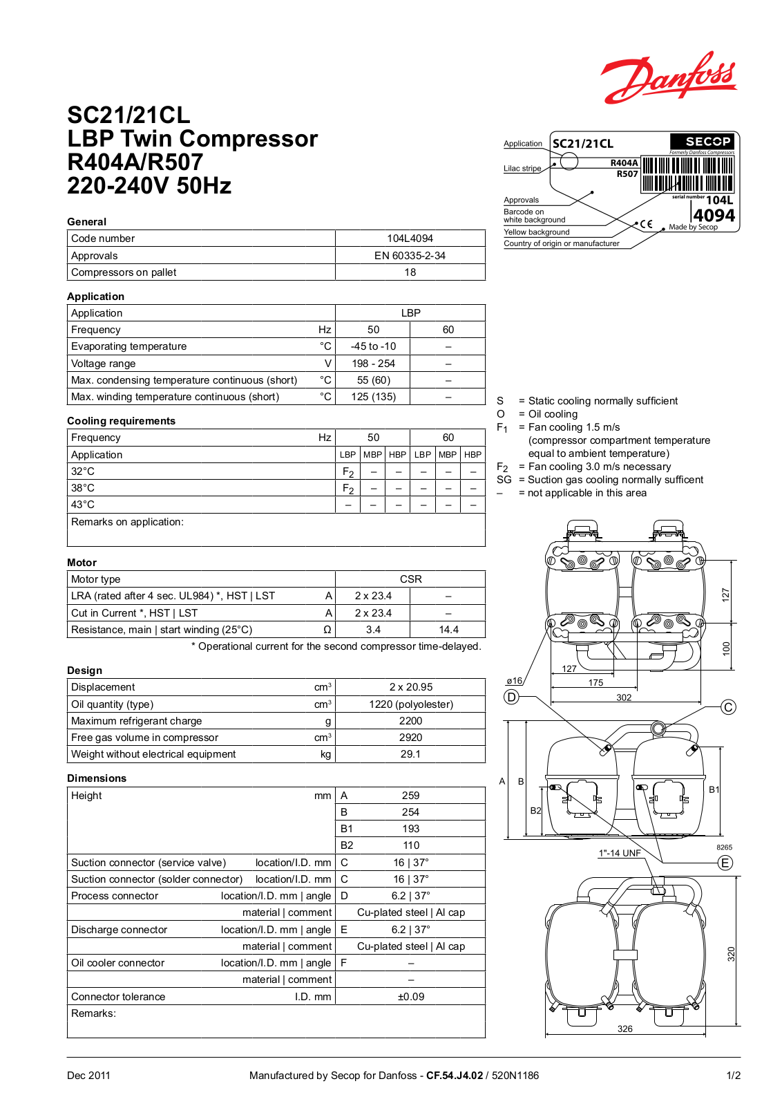 Danfoss SC21, SC21CL Data sheet