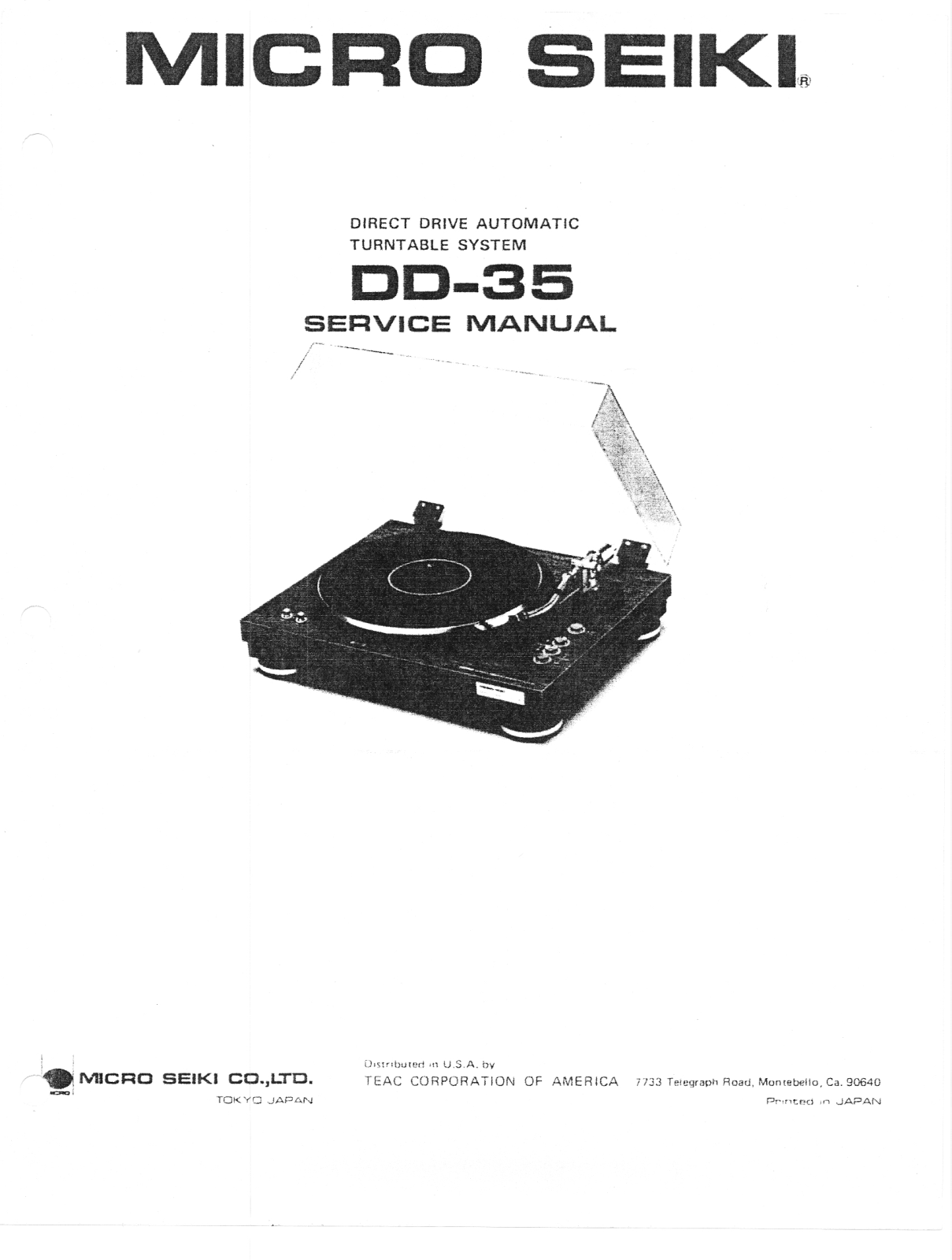 Micro Seiki DD-35 Service manual