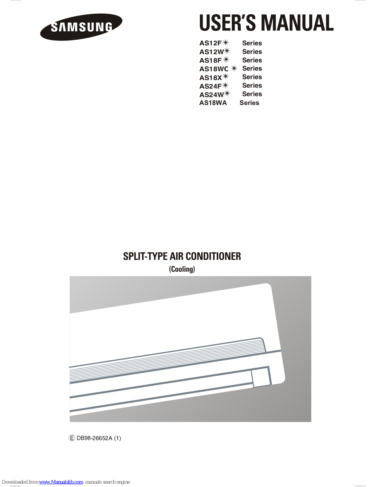 Samsung AS18WCD Series, AS18FA Series, AS18XB Series, AS24WA Series, AS18WA Series User Manual