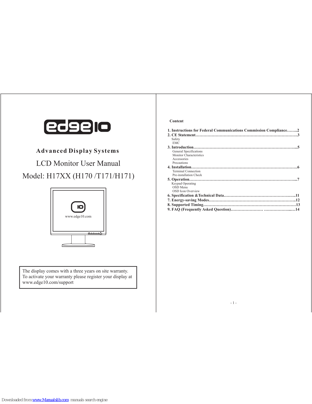 Edge10 H170, H171, T171 User Manual