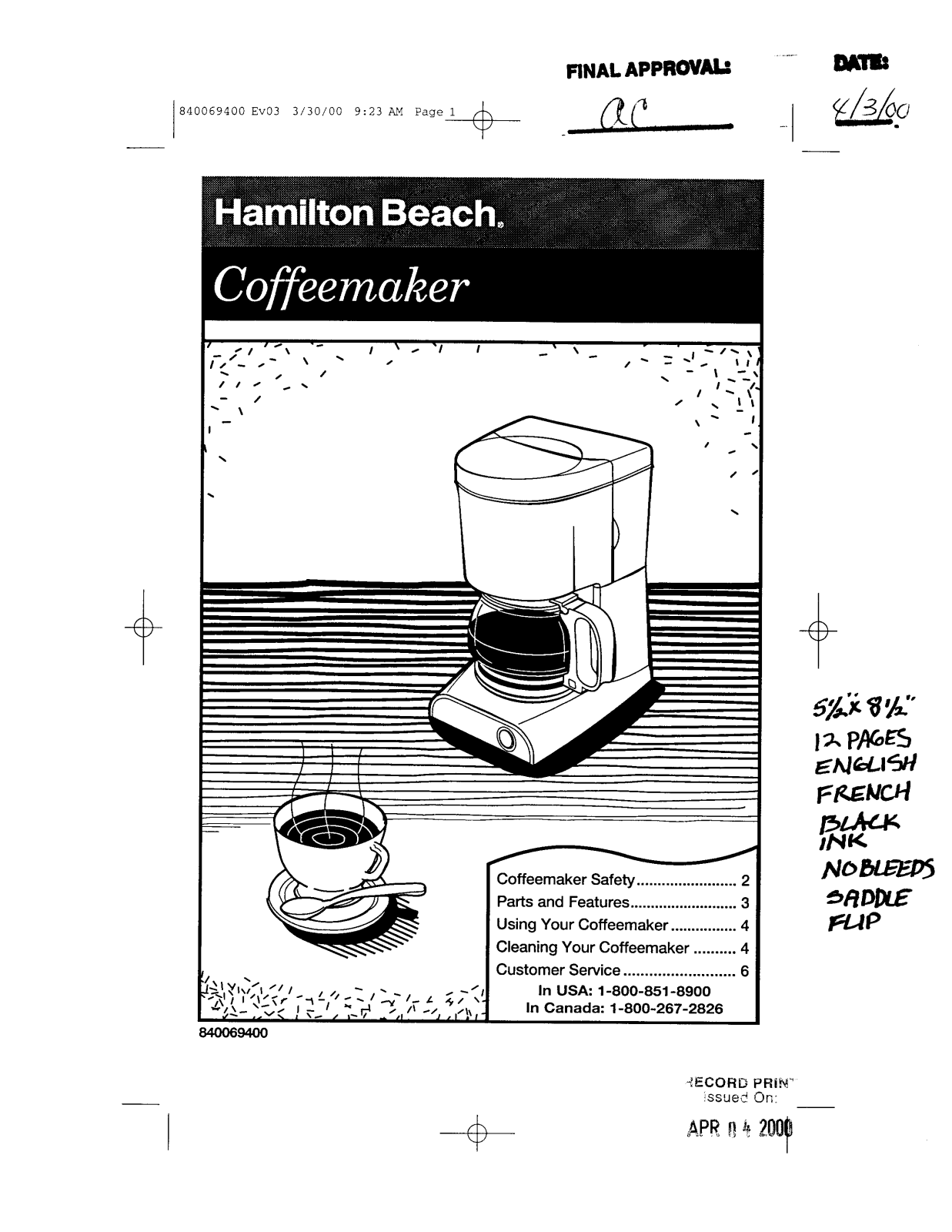 Hamilton Beach 48134 Owner's Manual