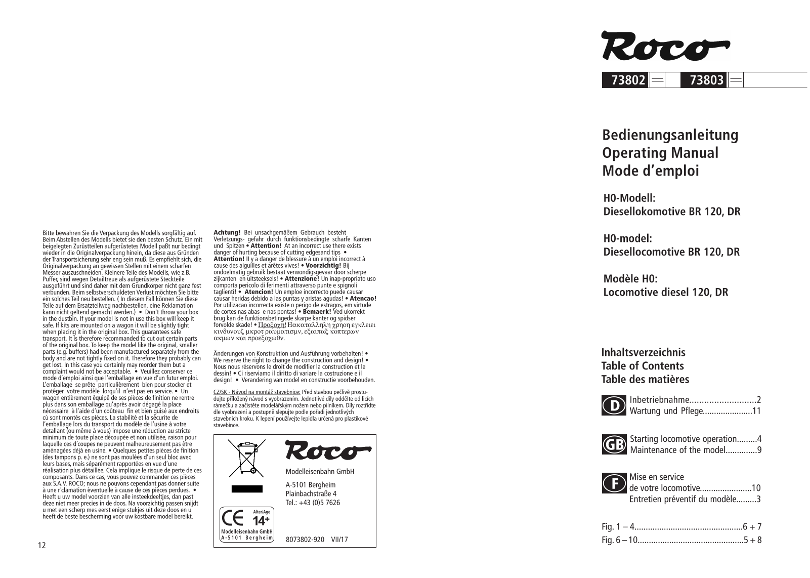 Roco 73802, 73803 Operating Manual