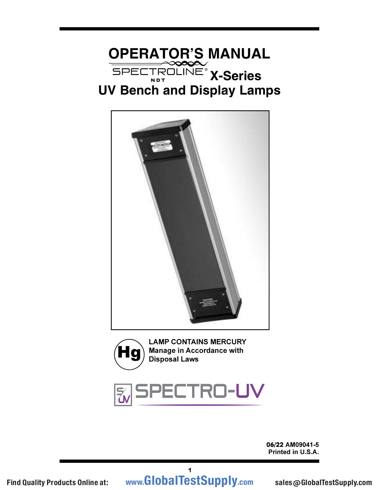 Spectro-UV BLE-6T365, BLE-95D, BLE-1T158, BLE-8T254, BLE-2537S User manual - ManualMachine.com