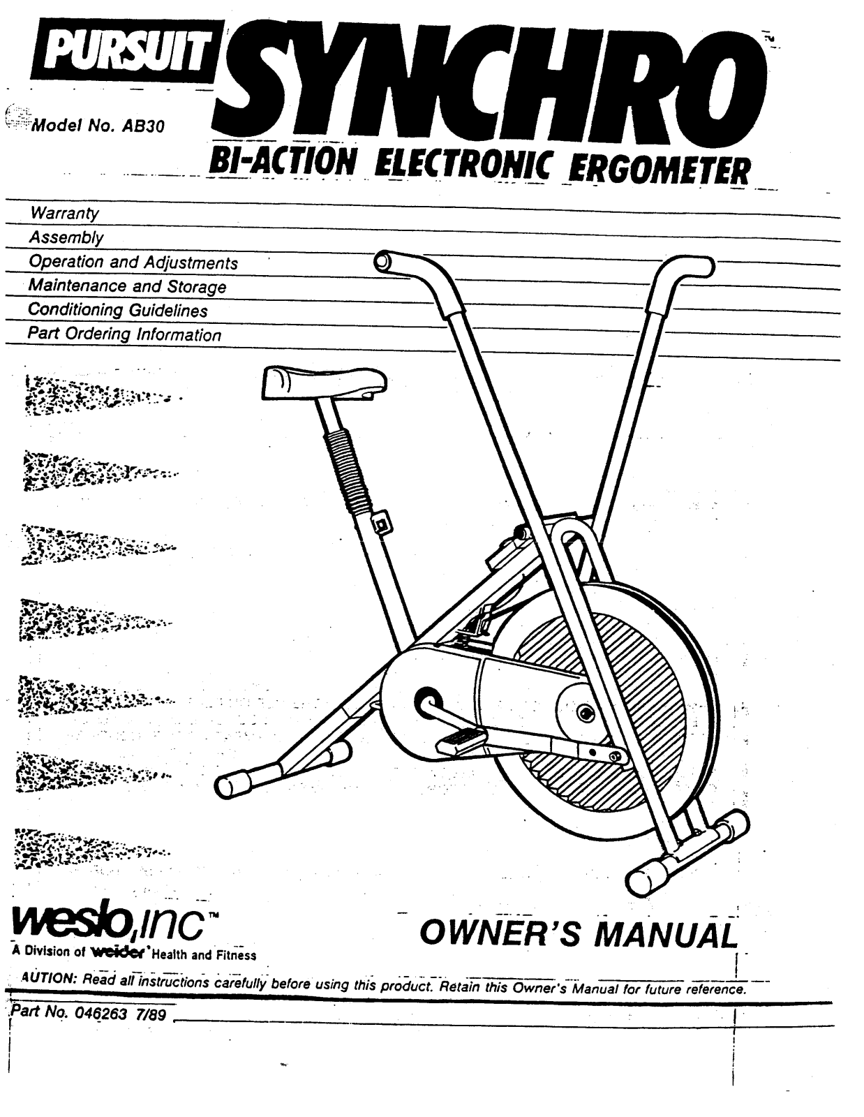 Weslo AB30 Owner's Manual