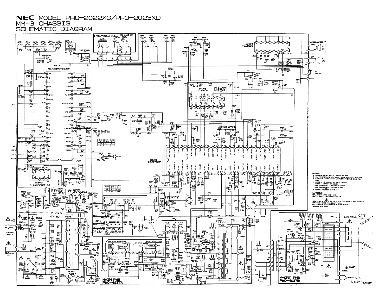 NEC PRO-2022XG, PRO-2023XD Schematic