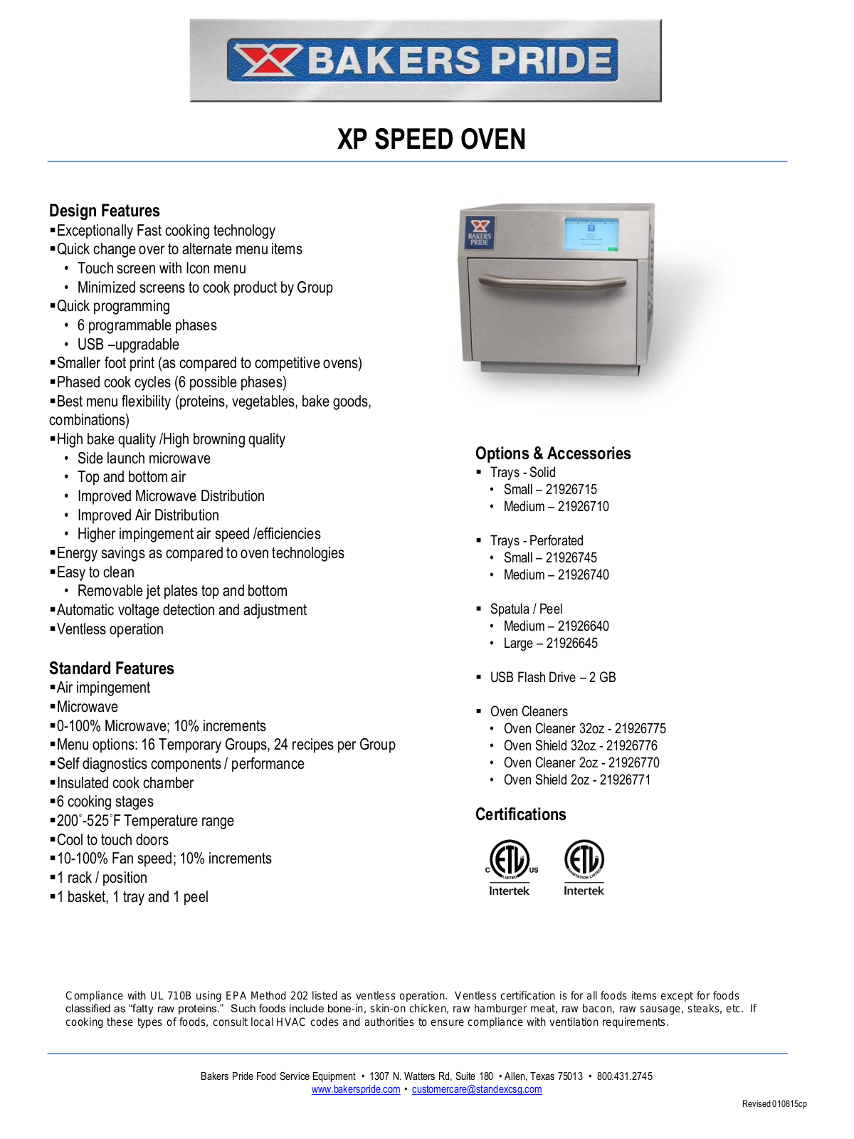 Bakers Pride XPM User Manual