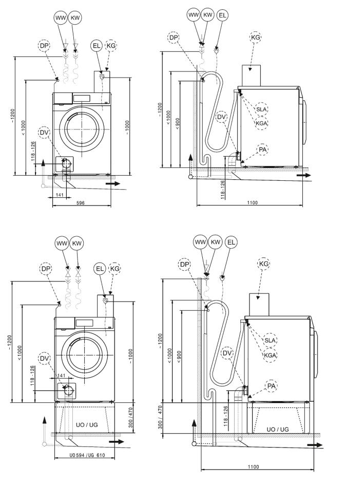 Miele PWM 907 DV, PWM 907 DP Installation diagram