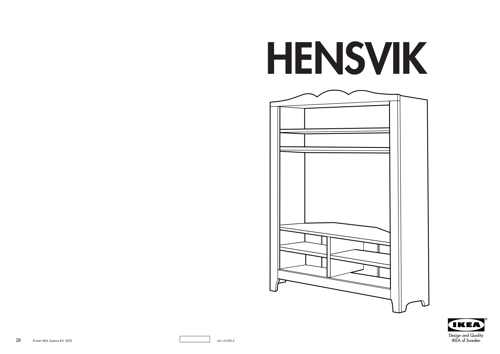 IKEA HENSVIK CORNER TV STORAGE UNIT 43X63 Assembly Instruction