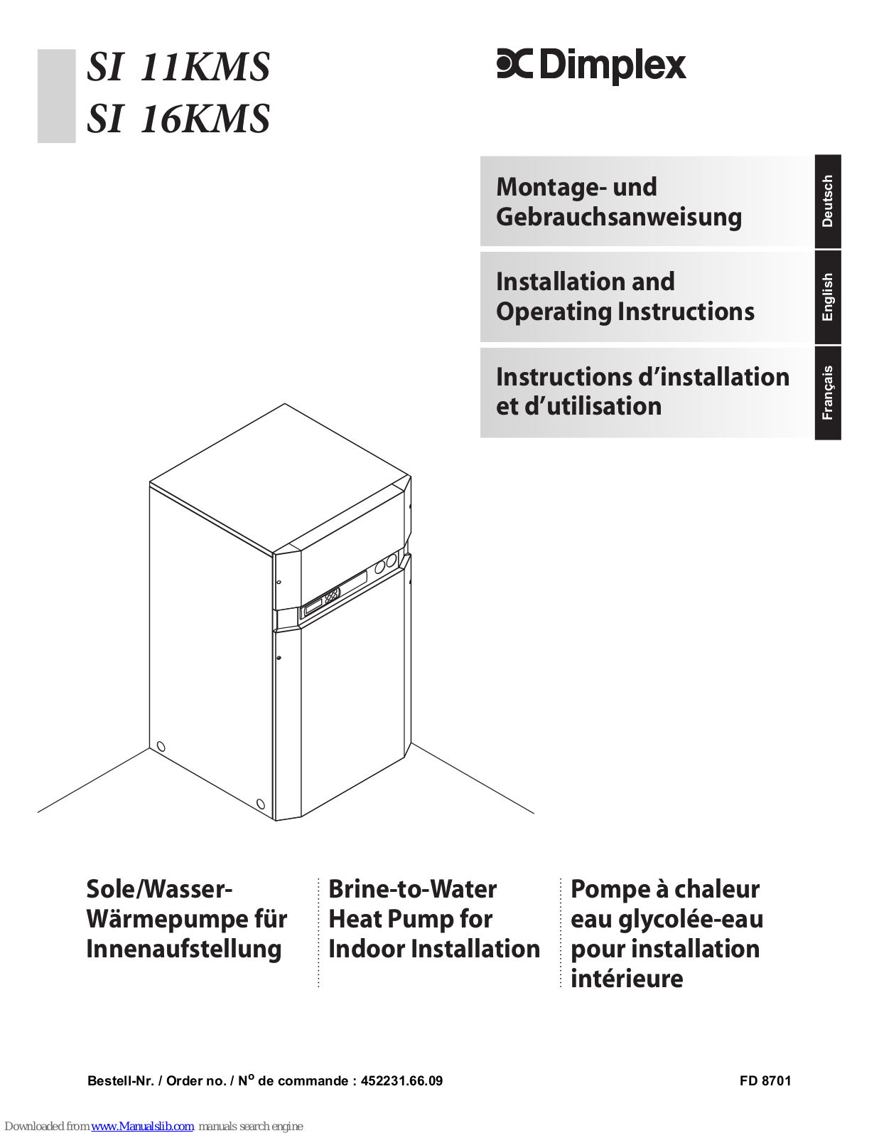 Dimplex SI 11KMS, SI 16KMS Installation And Operating Instructions Manual