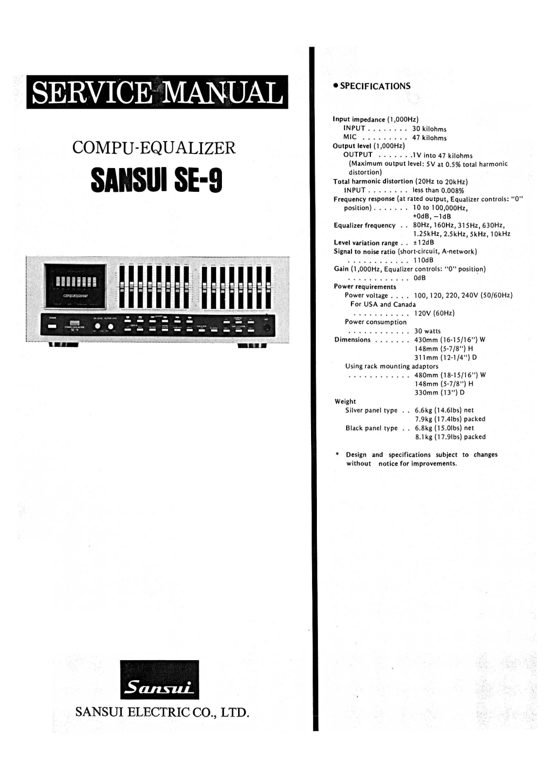 Sansui SE-9 Service Manual