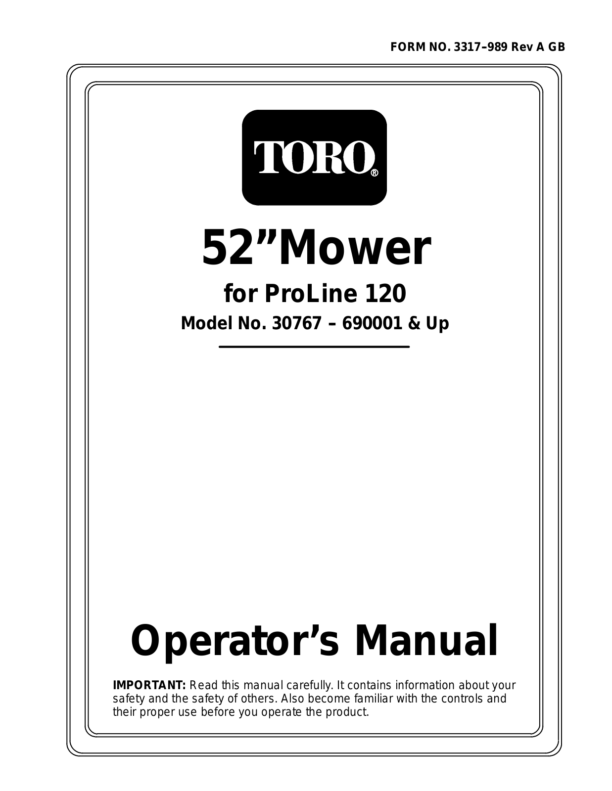 Toro 30767 Operator's Manual