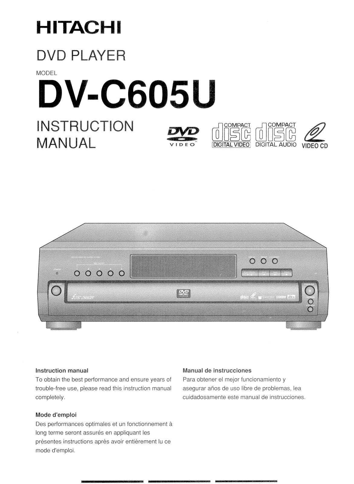 Hitachi DV-C605U Instruction Manual