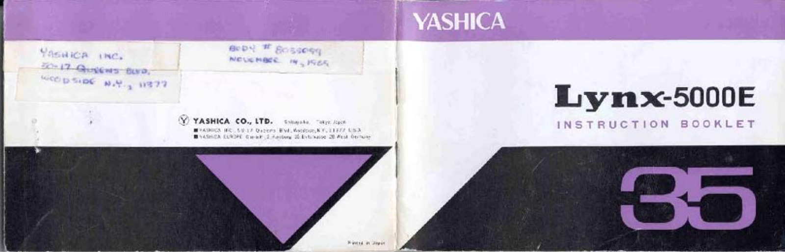 Yashica Lynx 5000E Instruction Booklet