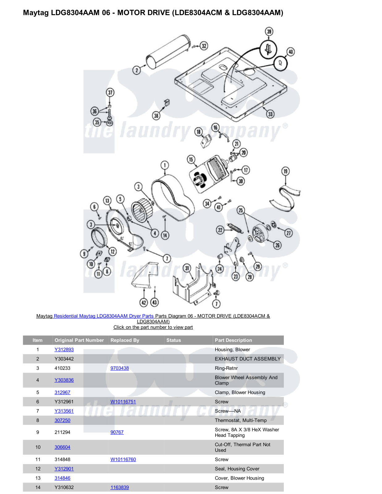 Maytag LDG8304AAM Parts Diagram