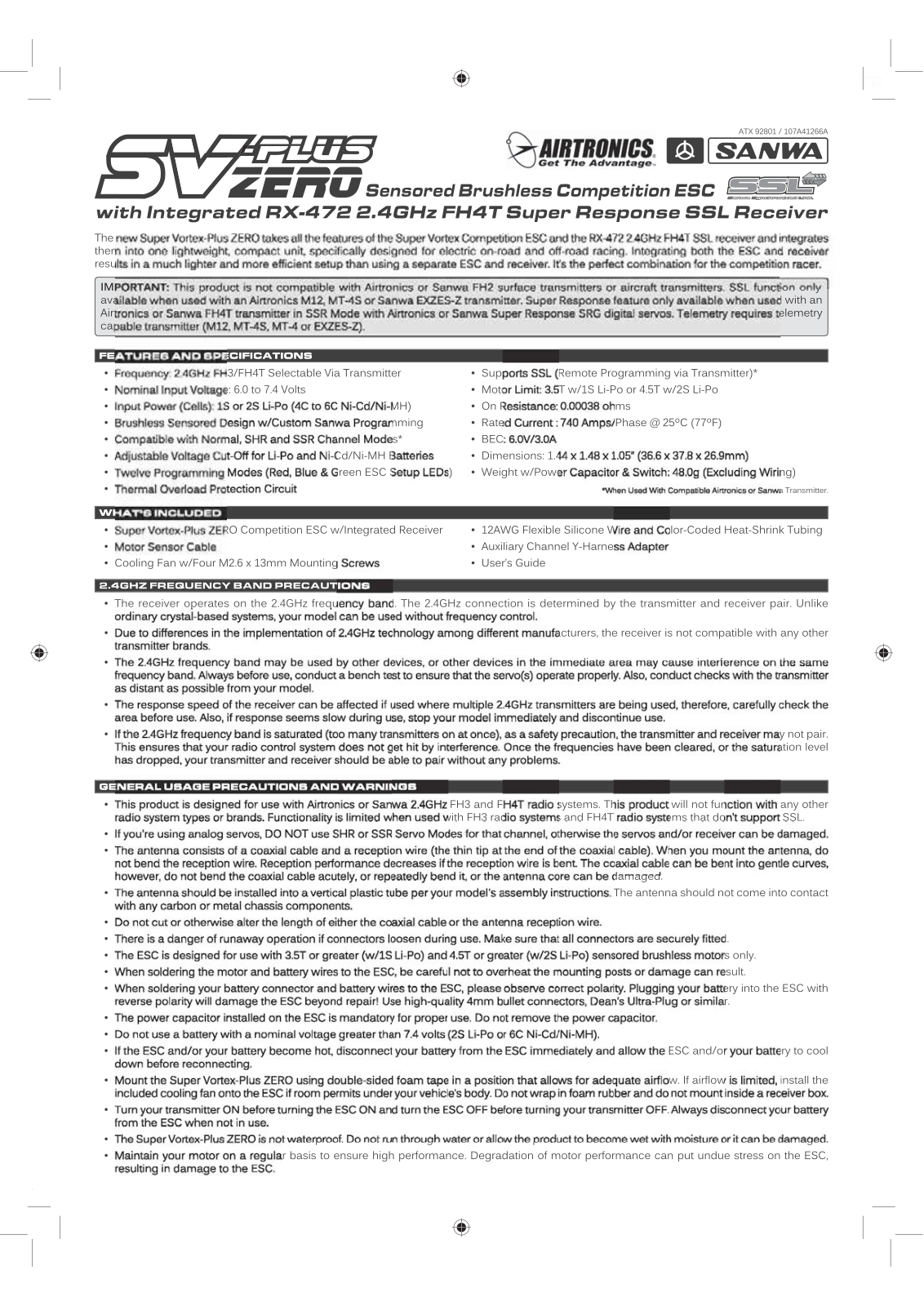 Sanwa Electronic Instrument Co 92801 User Manual