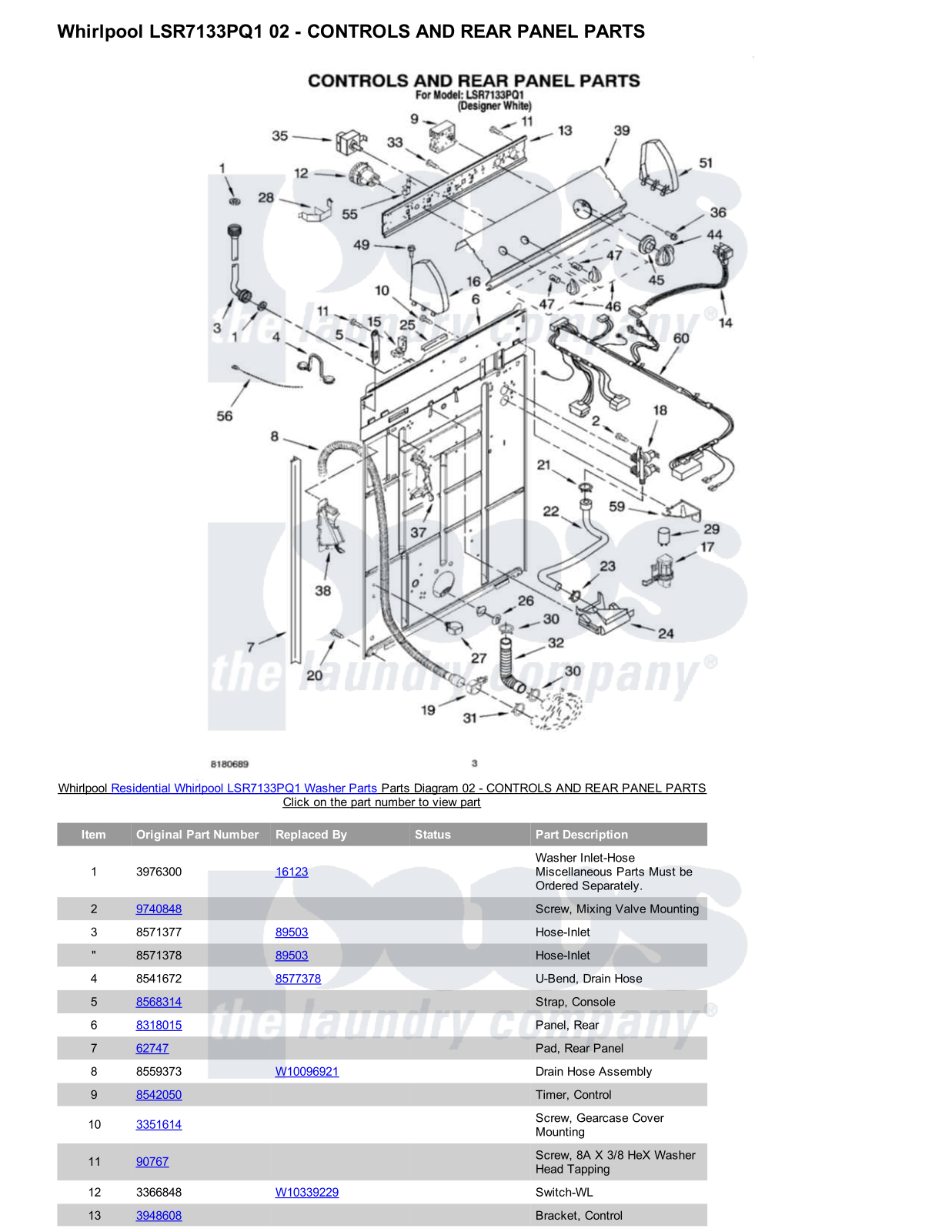 Whirlpool LSR7133PQ1 Parts Diagram