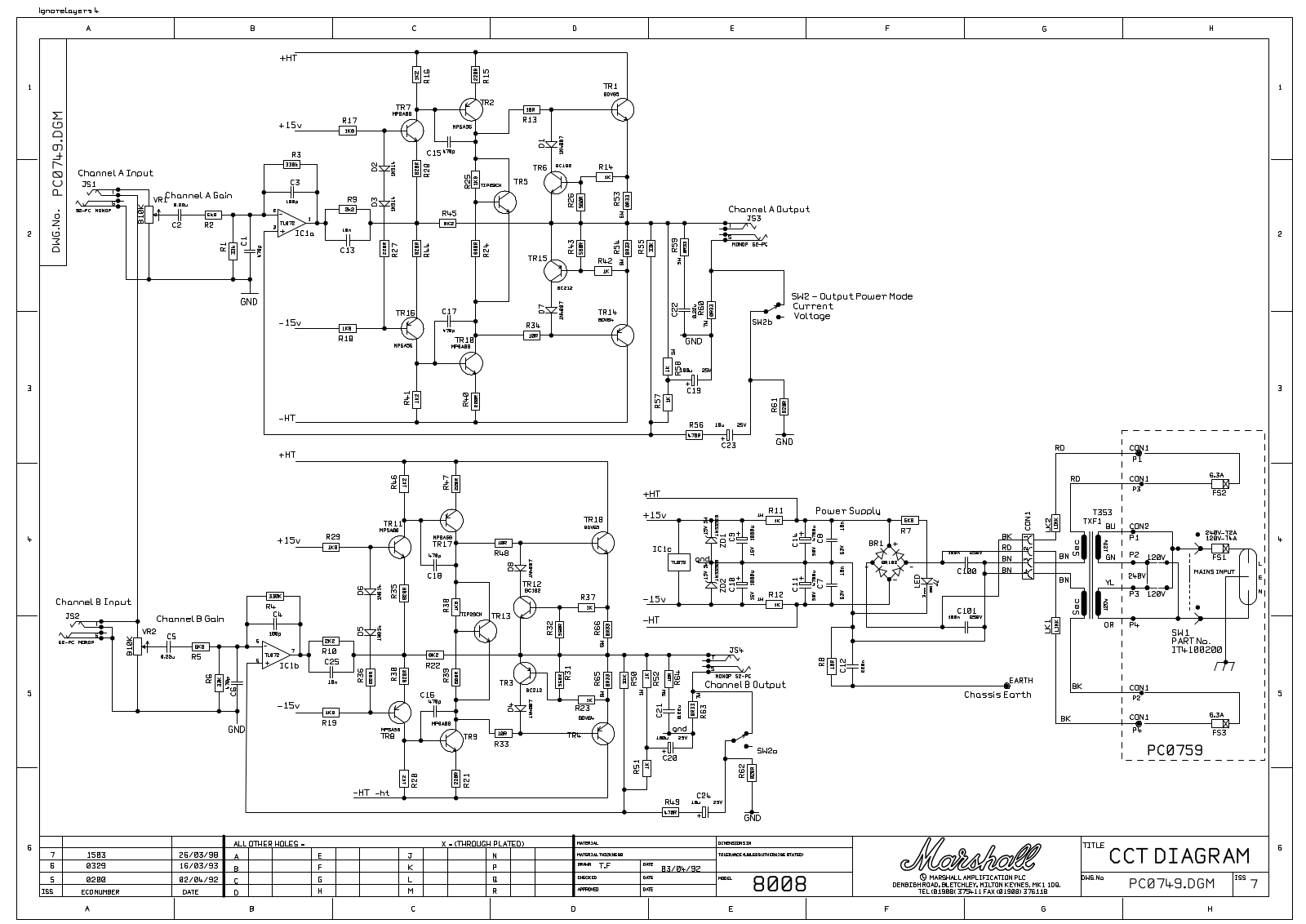 Marshall 8008-Valvestate, 8008-Rackmount-2x80w, 8008-CCT Schematic