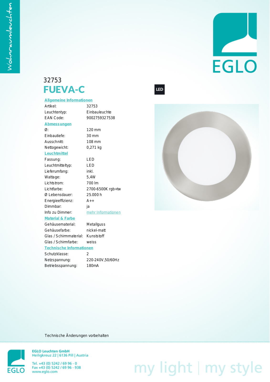 Eglo 32753 Service Manual