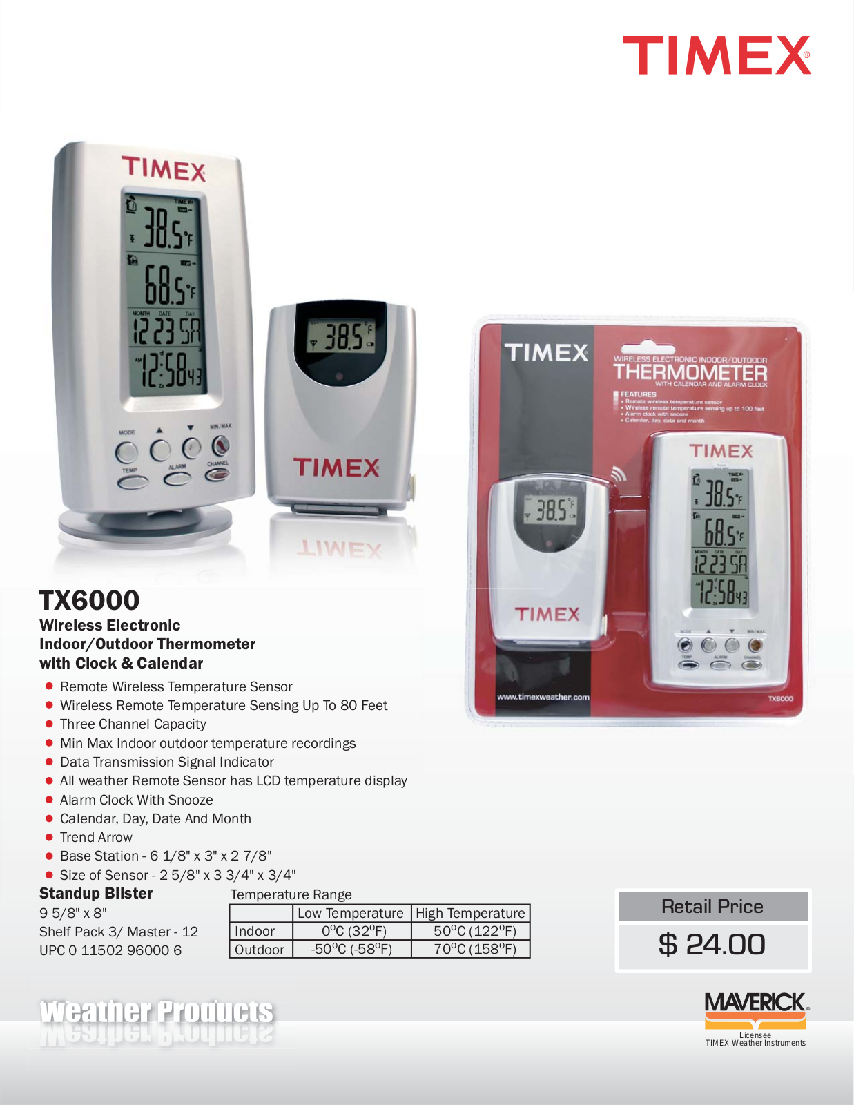 TIMEX Weather Products TX6000 User Manual