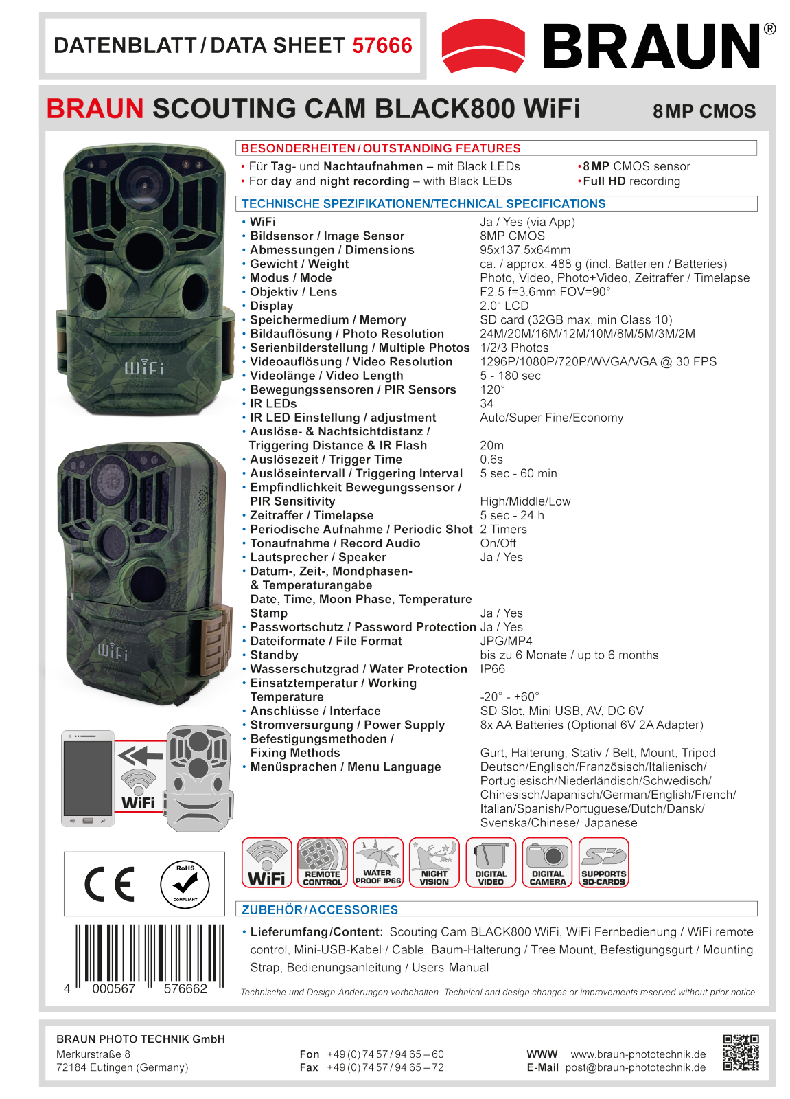 BRAUN Scouting Cam Black 800 WiFi User Manual