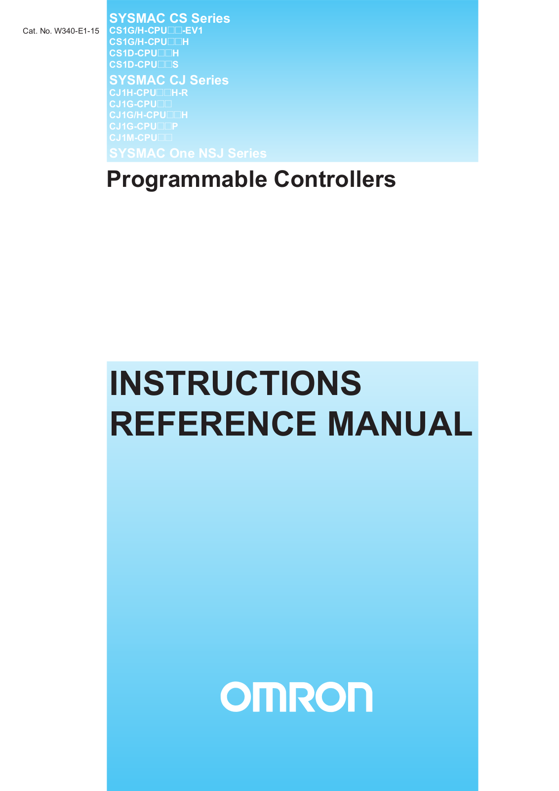 Omron SYSMAC ONE NSJ, SYSMAC CJ, SYSMAC CS REFERENCE MANUAL